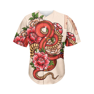 Japanese Snake Tattoo Print Men's Baseball Jersey