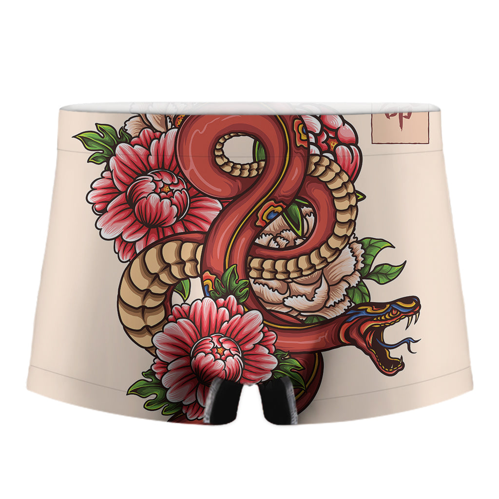 Japanese Snake Tattoo Print Men's Boxer Briefs