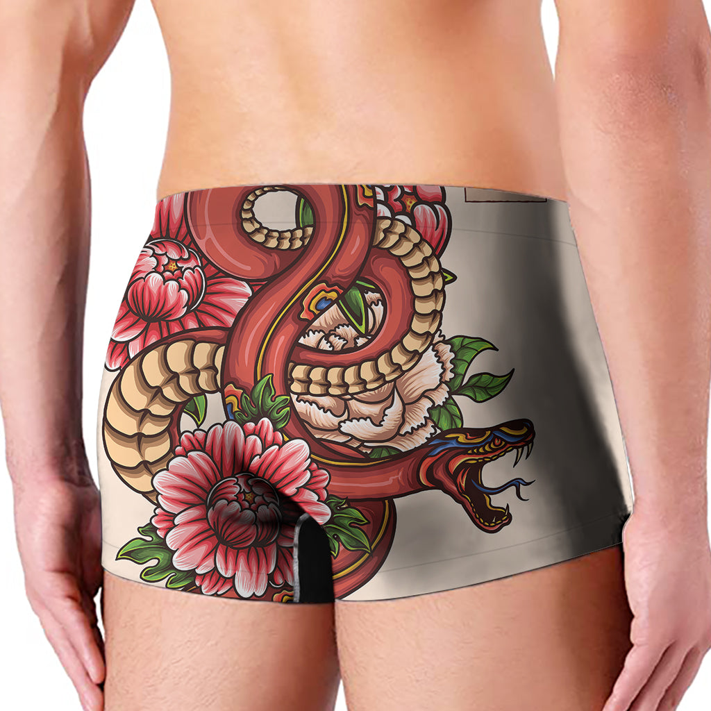 Japanese Snake Tattoo Print Men's Boxer Briefs