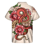 Japanese Snake Tattoo Print Men's Short Sleeve Shirt