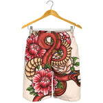 Japanese Snake Tattoo Print Men's Shorts