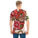 Japanese Snake Tattoo Print Men's T-Shirt