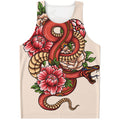 Japanese Snake Tattoo Print Men's Tank Top