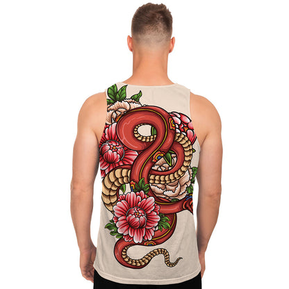 Japanese Snake Tattoo Print Men's Tank Top