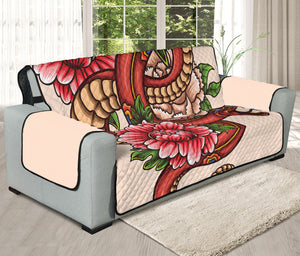 Japanese Snake Tattoo Print Oversized Sofa Protector