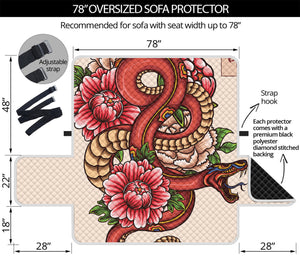 Japanese Snake Tattoo Print Oversized Sofa Protector