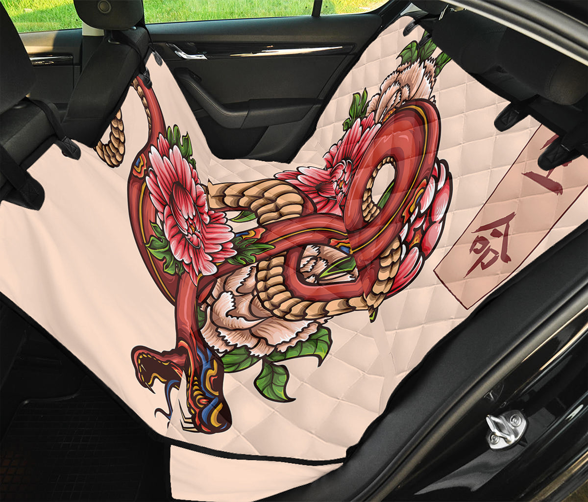 Japanese Snake Tattoo Print Pet Car Back Seat Cover