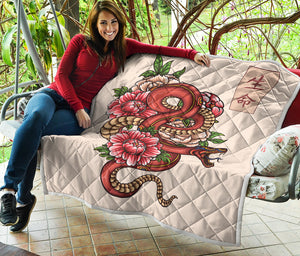 Japanese Snake Tattoo Print Quilt