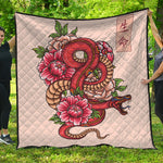 Japanese Snake Tattoo Print Quilt