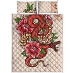 Japanese Snake Tattoo Print Quilt Bed Set