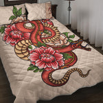 Japanese Snake Tattoo Print Quilt Bed Set