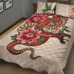 Japanese Snake Tattoo Print Quilt Bed Set