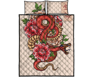 Japanese Snake Tattoo Print Quilt Bed Set