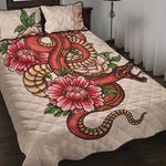 Japanese Snake Tattoo Print Quilt Bed Set