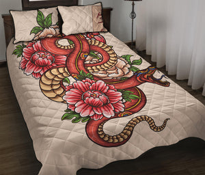 Japanese Snake Tattoo Print Quilt Bed Set