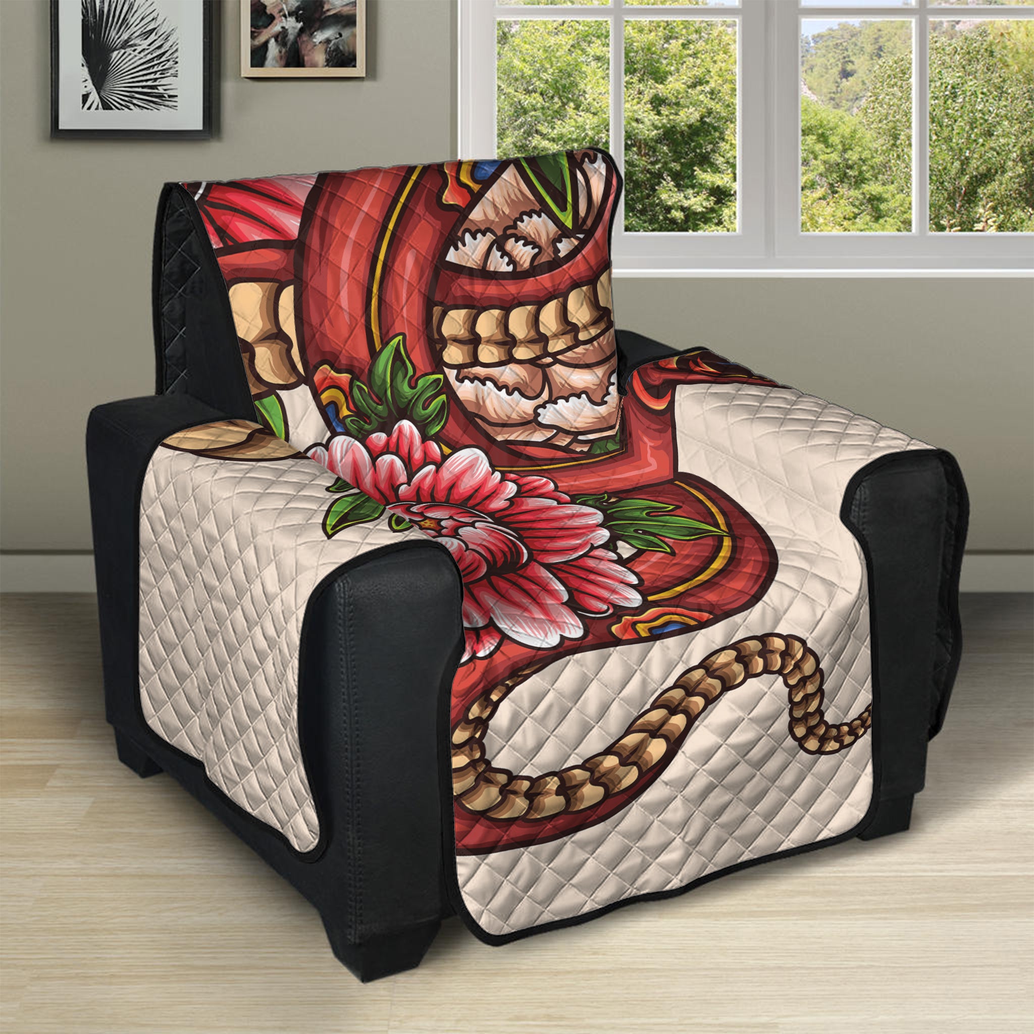 Japanese Snake Tattoo Print Recliner Protector