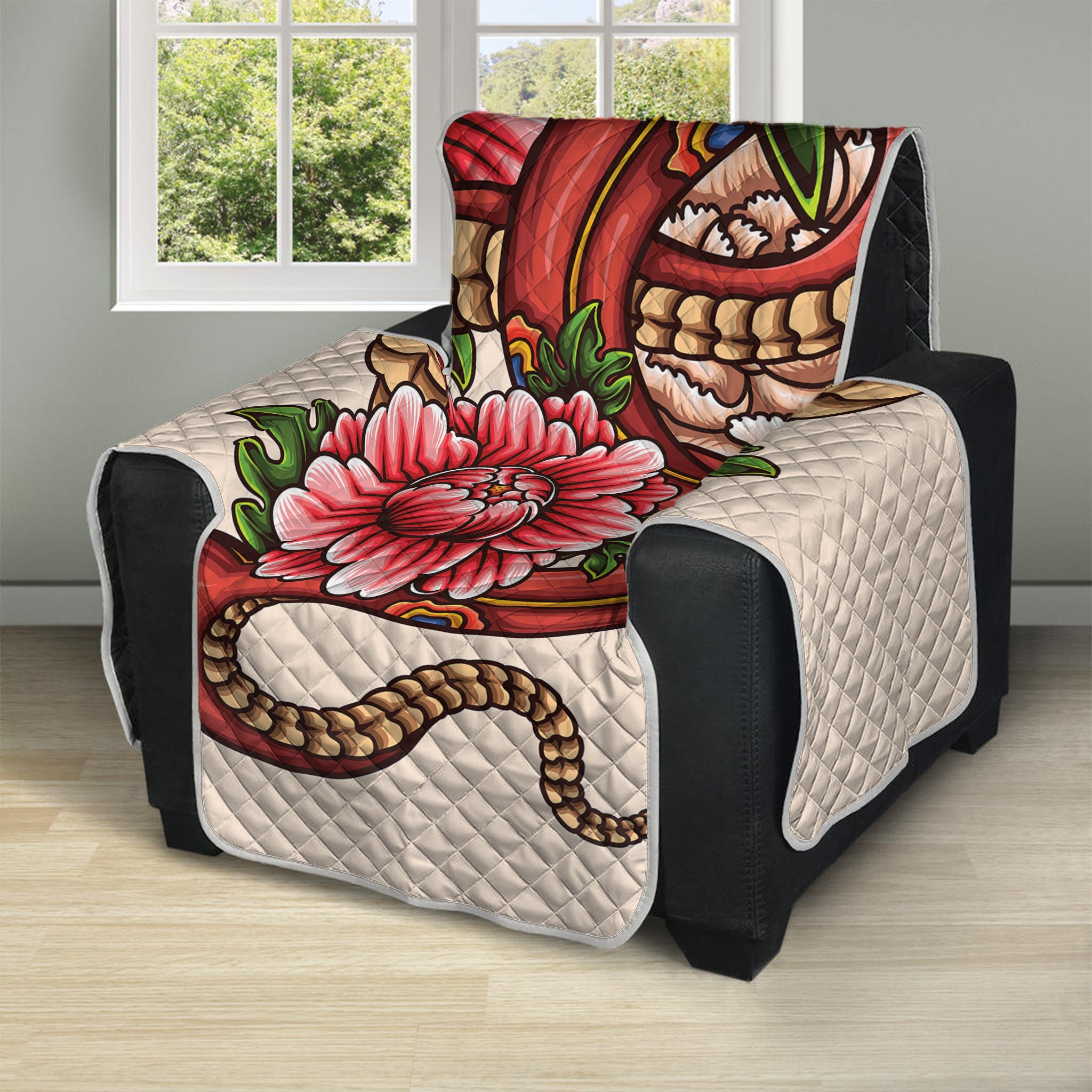 Japanese Snake Tattoo Print Recliner Protector