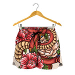 Japanese Snake Tattoo Print Women's Shorts