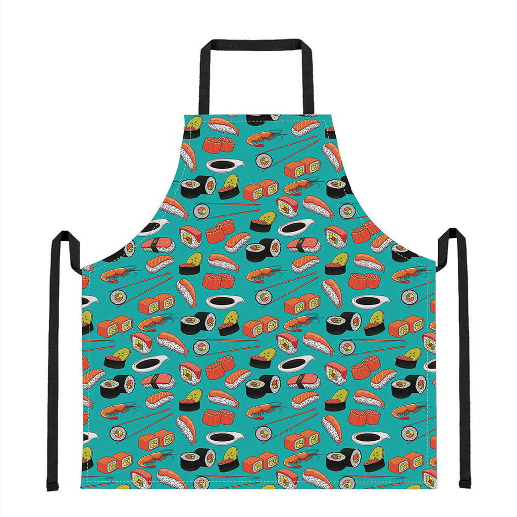 Japanese Sushi And Rolls Pattern Print Apron