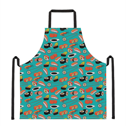 Japanese Sushi And Rolls Pattern Print Apron