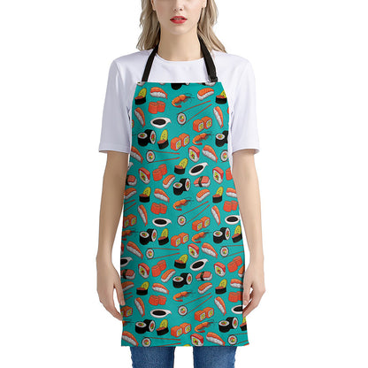 Japanese Sushi And Rolls Pattern Print Apron