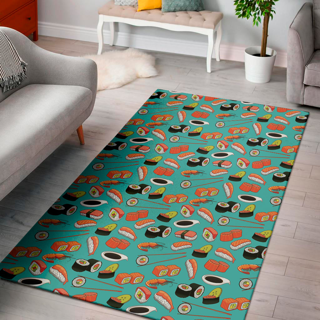 Japanese Sushi And Rolls Pattern Print Area Rug