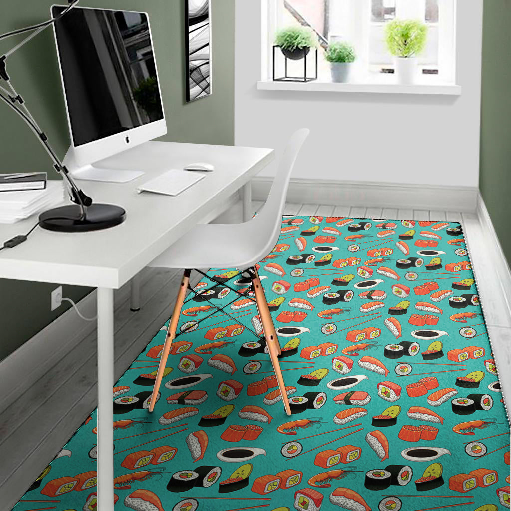 Japanese Sushi And Rolls Pattern Print Area Rug