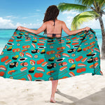 Japanese Sushi And Rolls Pattern Print Beach Sarong Wrap