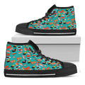 Japanese Sushi And Rolls Pattern Print Black High Top Sneakers