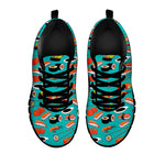 Japanese Sushi And Rolls Pattern Print Black Sneakers