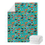 Japanese Sushi And Rolls Pattern Print Blanket