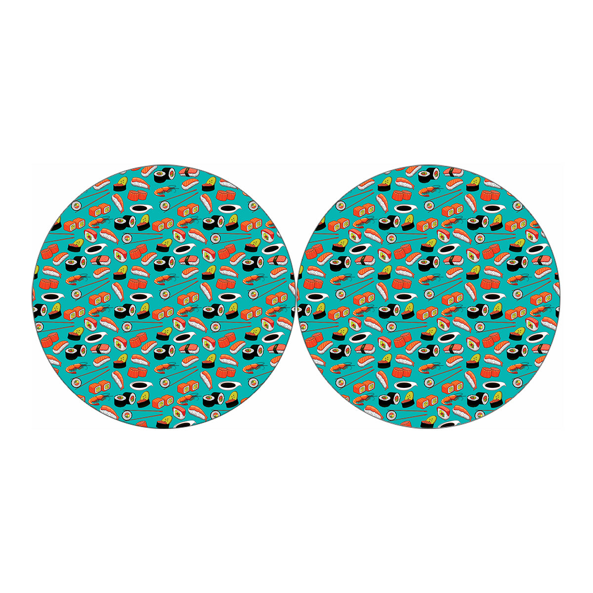 Japanese Sushi And Rolls Pattern Print Car Coasters