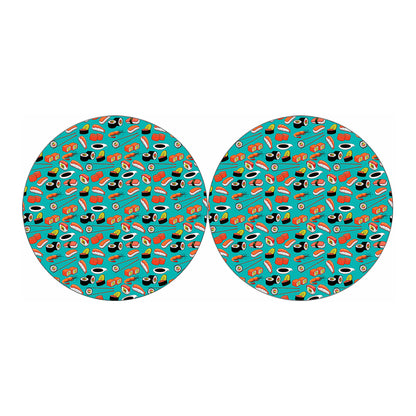 Japanese Sushi And Rolls Pattern Print Car Coasters