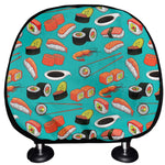 Japanese Sushi And Rolls Pattern Print Car Headrest Covers