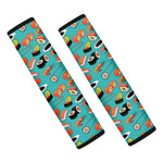 Japanese Sushi And Rolls Pattern Print Car Seat Belt Covers