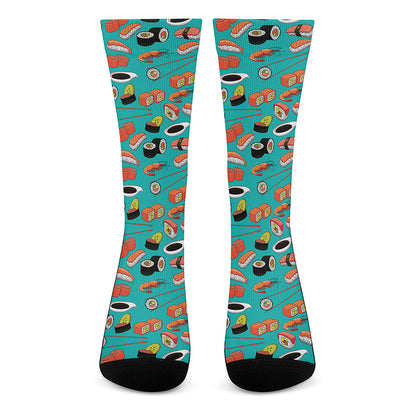 Japanese Sushi And Rolls Pattern Print Crew Socks