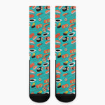 Japanese Sushi And Rolls Pattern Print Crew Socks