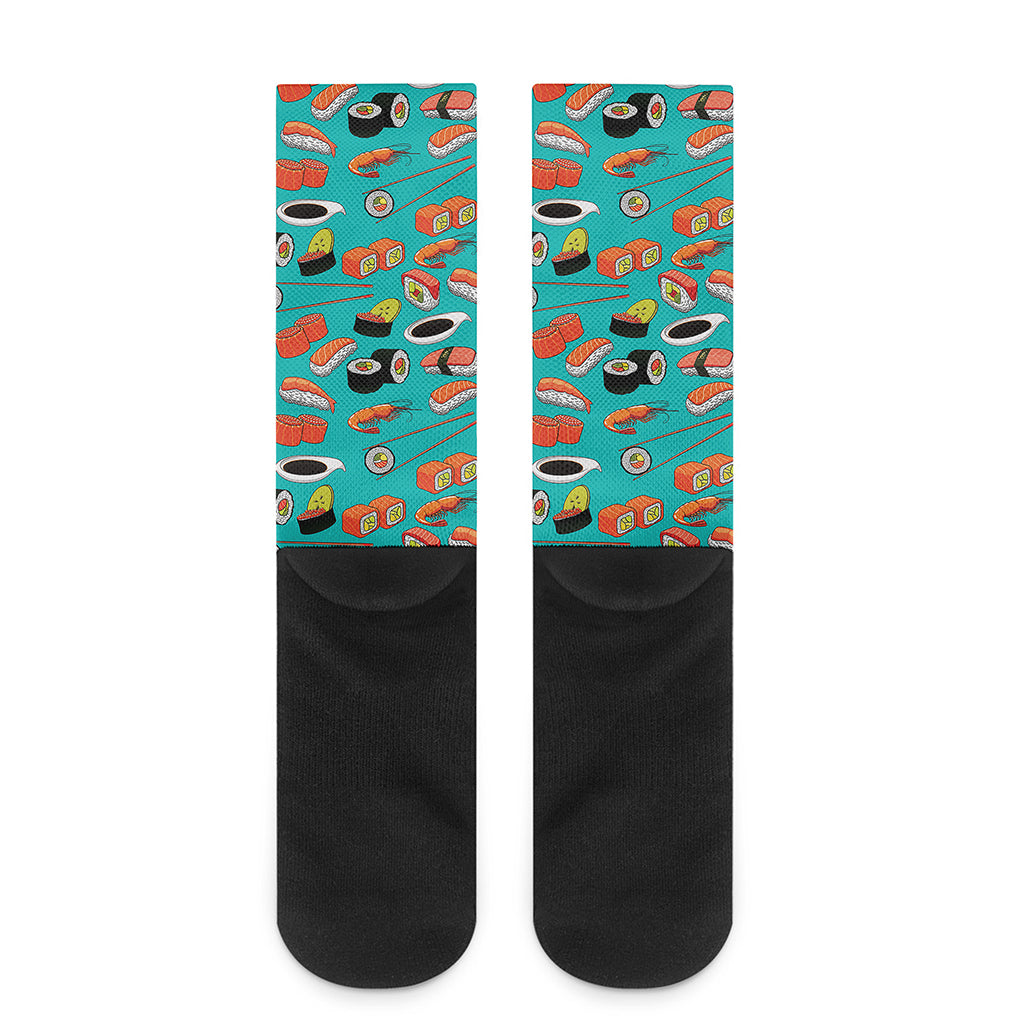 Japanese Sushi And Rolls Pattern Print Crew Socks