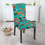 Japanese Sushi And Rolls Pattern Print Dining Chair Slipcover