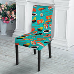 Japanese Sushi And Rolls Pattern Print Dining Chair Slipcover