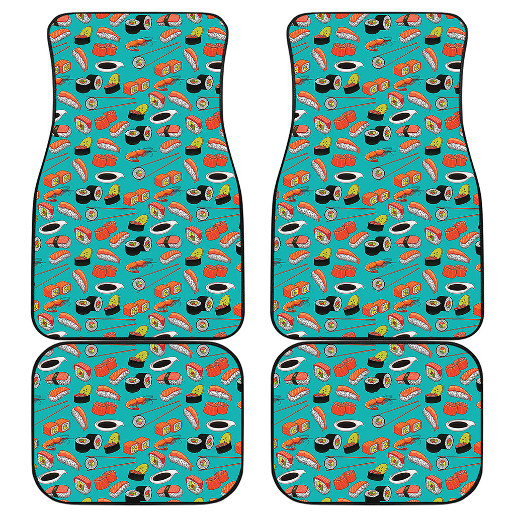 Japanese Sushi And Rolls Pattern Print Front and Back Car Floor Mats