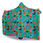 Japanese Sushi And Rolls Pattern Print Hooded Blanket