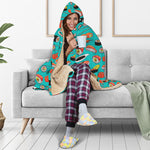Japanese Sushi And Rolls Pattern Print Hooded Blanket