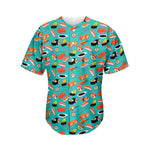 Japanese Sushi And Rolls Pattern Print Men's Baseball Jersey