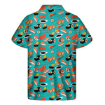 Japanese Sushi And Rolls Pattern Print Men's Short Sleeve Shirt