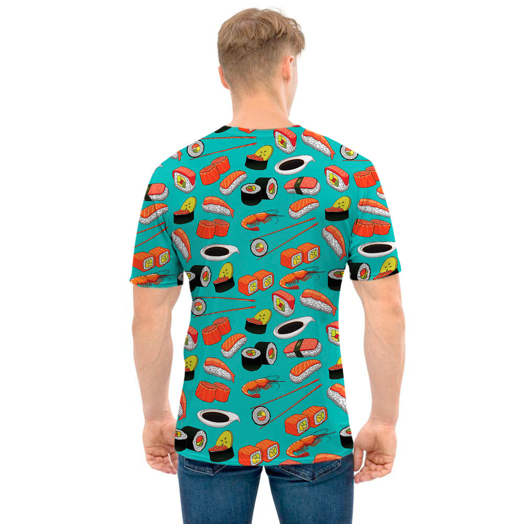 Japanese Sushi And Rolls Pattern Print Men's T-Shirt
