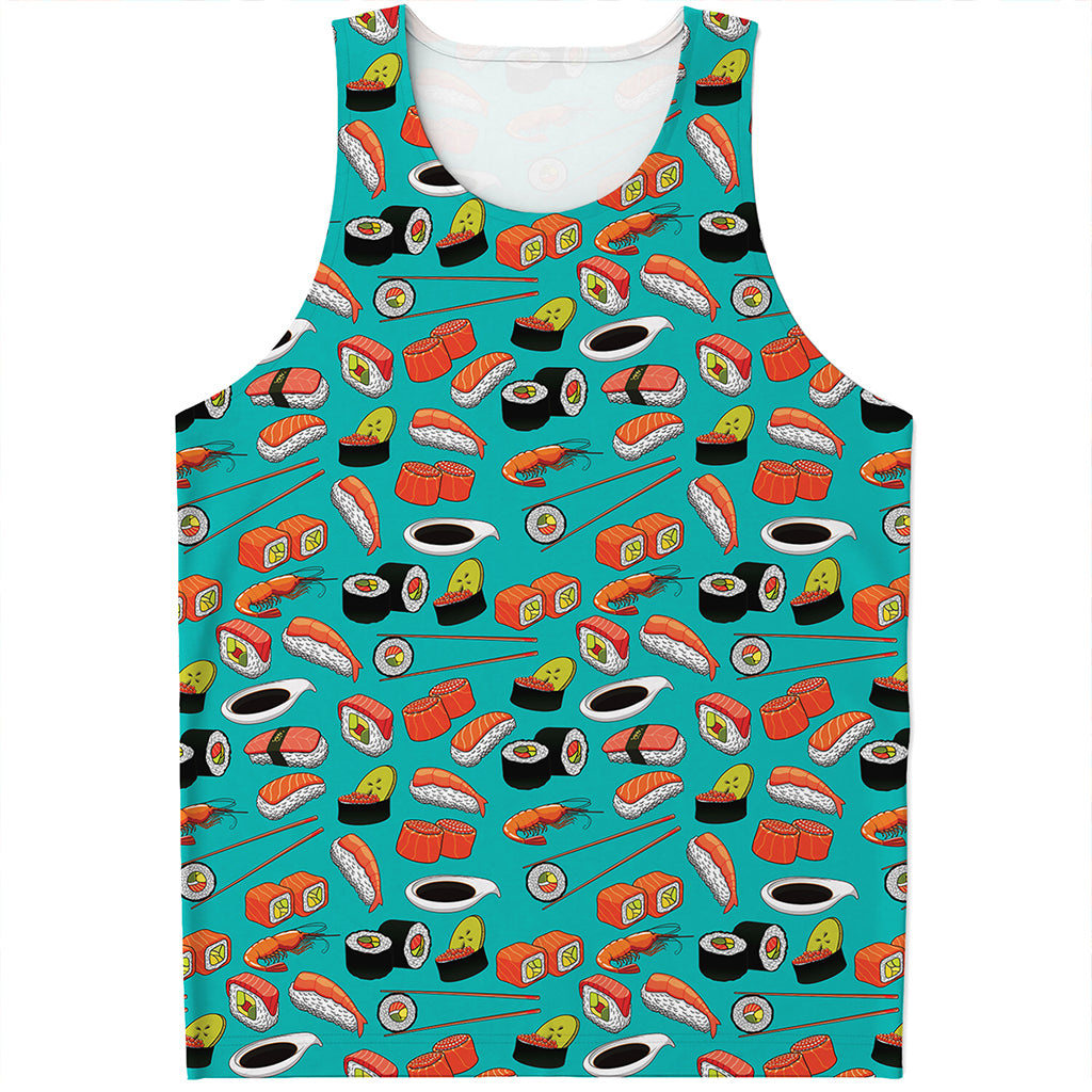 Japanese Sushi And Rolls Pattern Print Men's Tank Top
