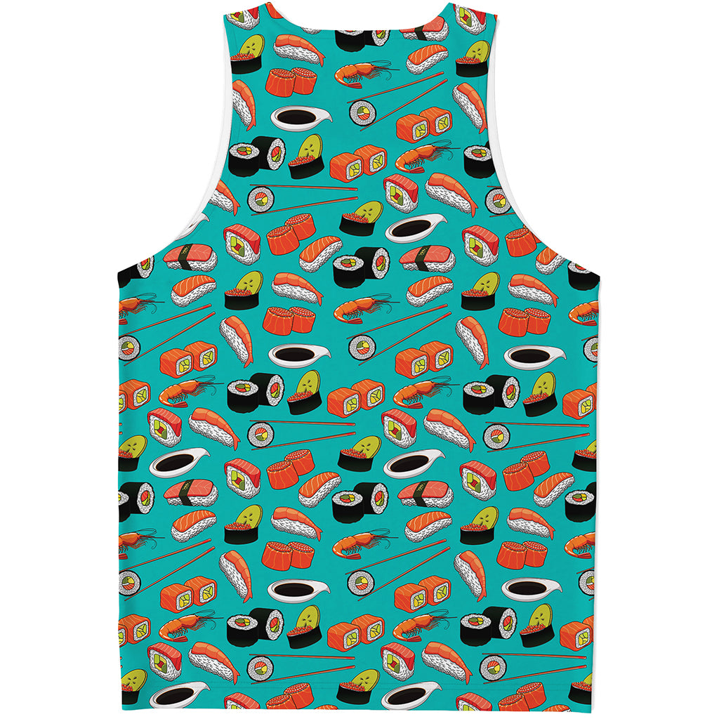 Japanese Sushi And Rolls Pattern Print Men's Tank Top