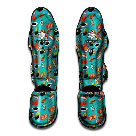 Japanese Sushi And Rolls Pattern Print Muay Thai Shin Guard