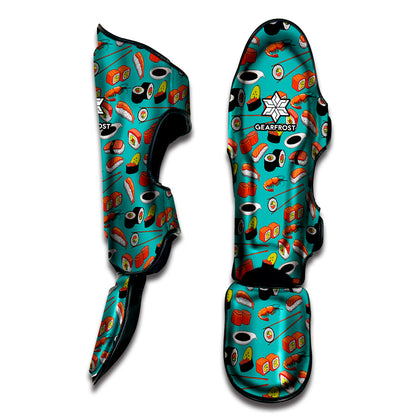 Japanese Sushi And Rolls Pattern Print Muay Thai Shin Guard